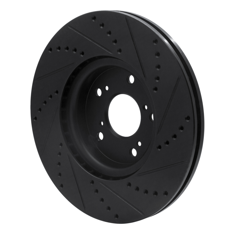 Acura TL Brake Rotor (1) - Front Left - R1 Concepts - Drilled & Slotted - Black - `04-`08